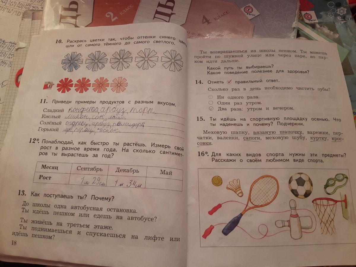 Страница рабочей тетради за 2 класс Виноградовой Н.Ф.