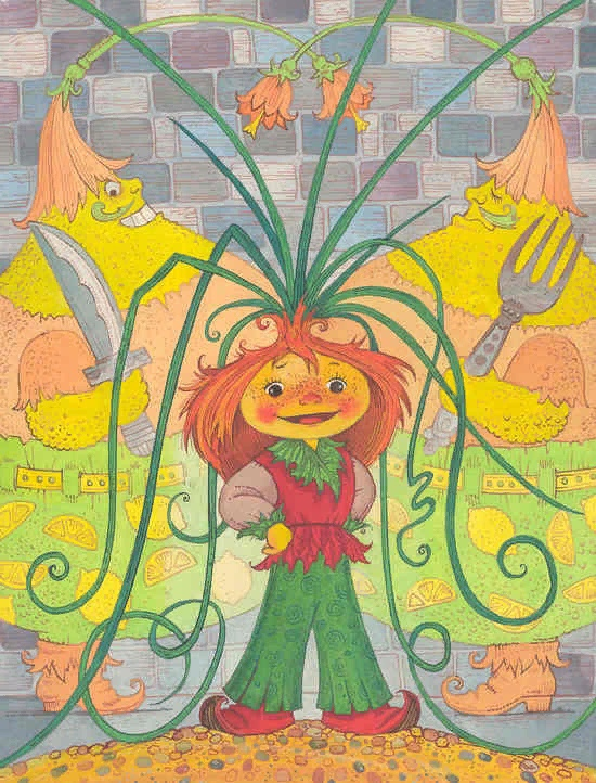 М. Митрофаненко. Иллюстрация к сказке "Приключения Чиполлино". Изображение из открытых источников