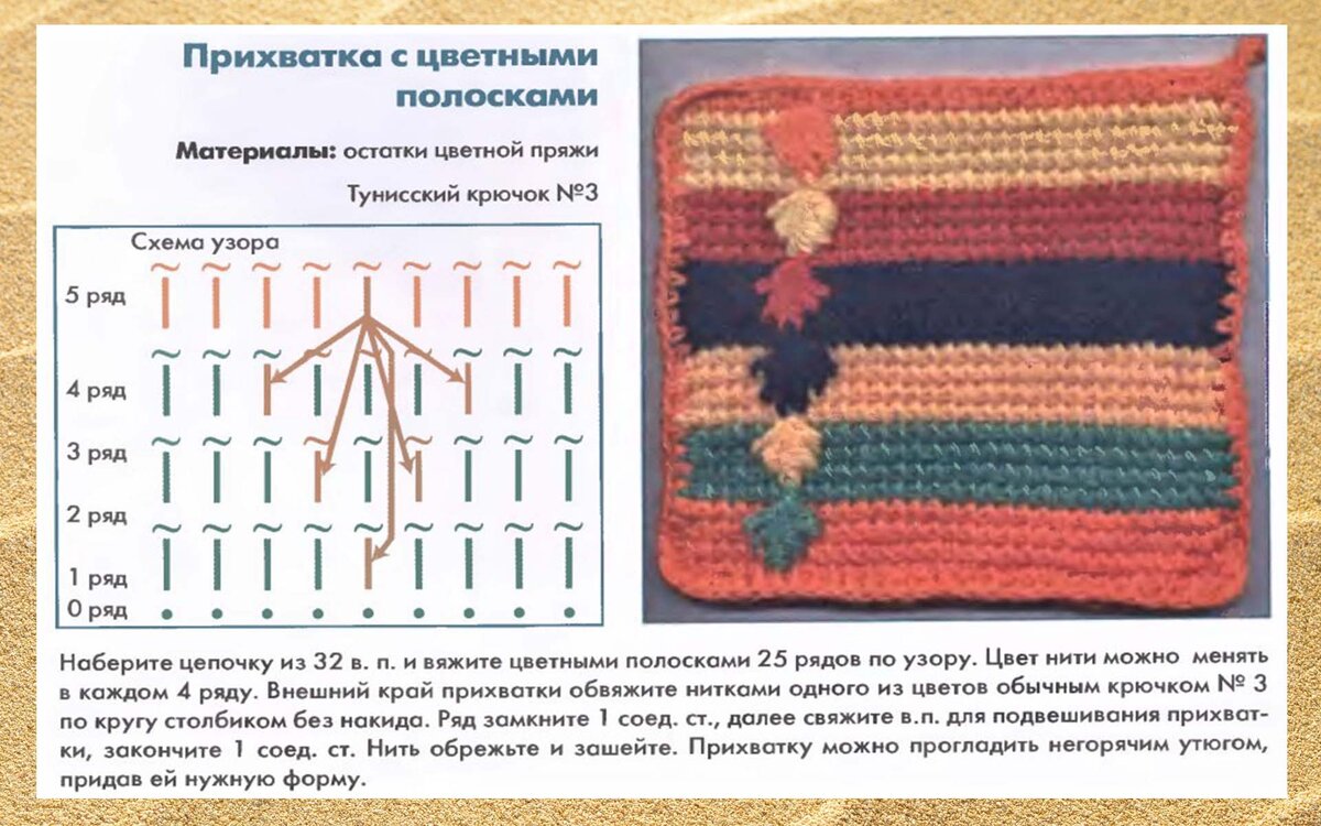 Накладные тунисские столбики и узор мелкая клетка