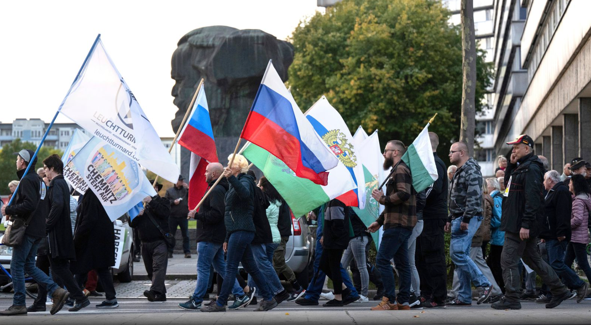 Демонстрация против энергетической политики и санкций России в Хемнице в октябре © Хендрик Шмидт / picture alliance