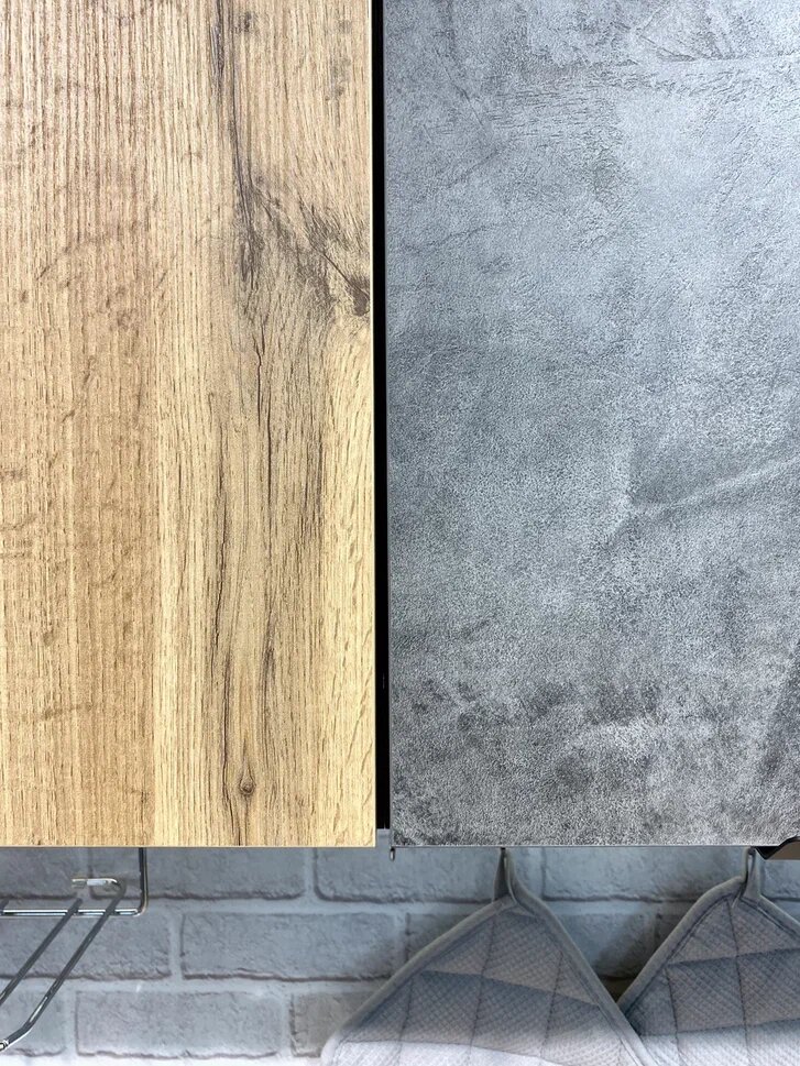 Фасады кухни Флэт в декорах Wotan Oak и Temple Stone