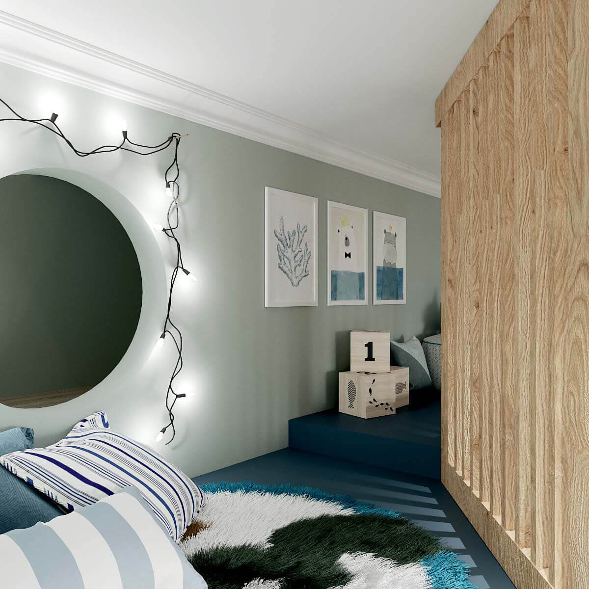 Дизайнерская детская двухъярусная мебель для игр