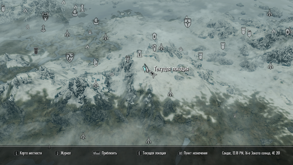 Местонахождение тела эльфийки отмечено синим