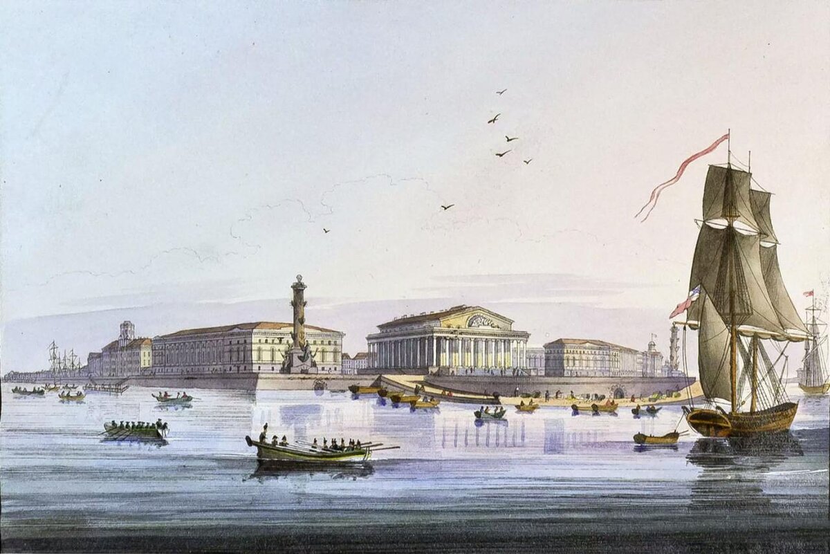 1834-1842. К.П. Беггров. Вид Биржи от Зимнего дворца. 