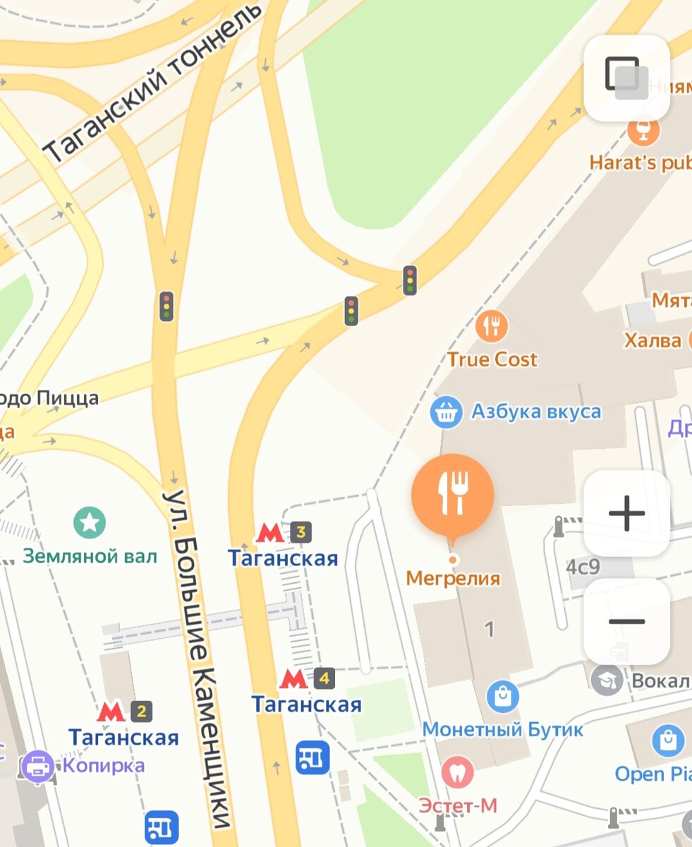 Адрес грузинского ресторана "Мегрелия" на Яндекс картах