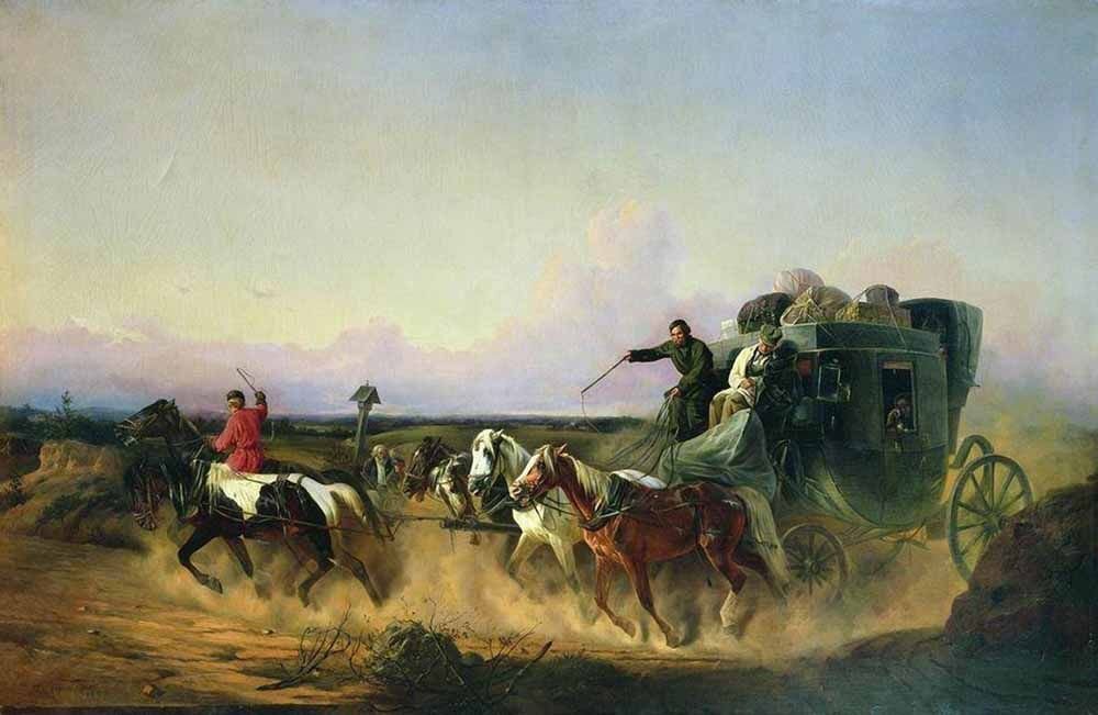 Картина Н. Сверчкова "Помещица в пути", 1855 г./ © culture.ru