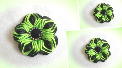 Цветы из лент, канзаши, МК  / Diy satin ribbon flower, kanzashi