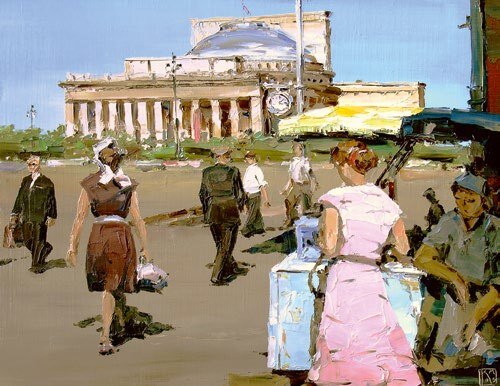«Площадь им. Ленина, 1960-е годы». Художник Михаил Казаковцев