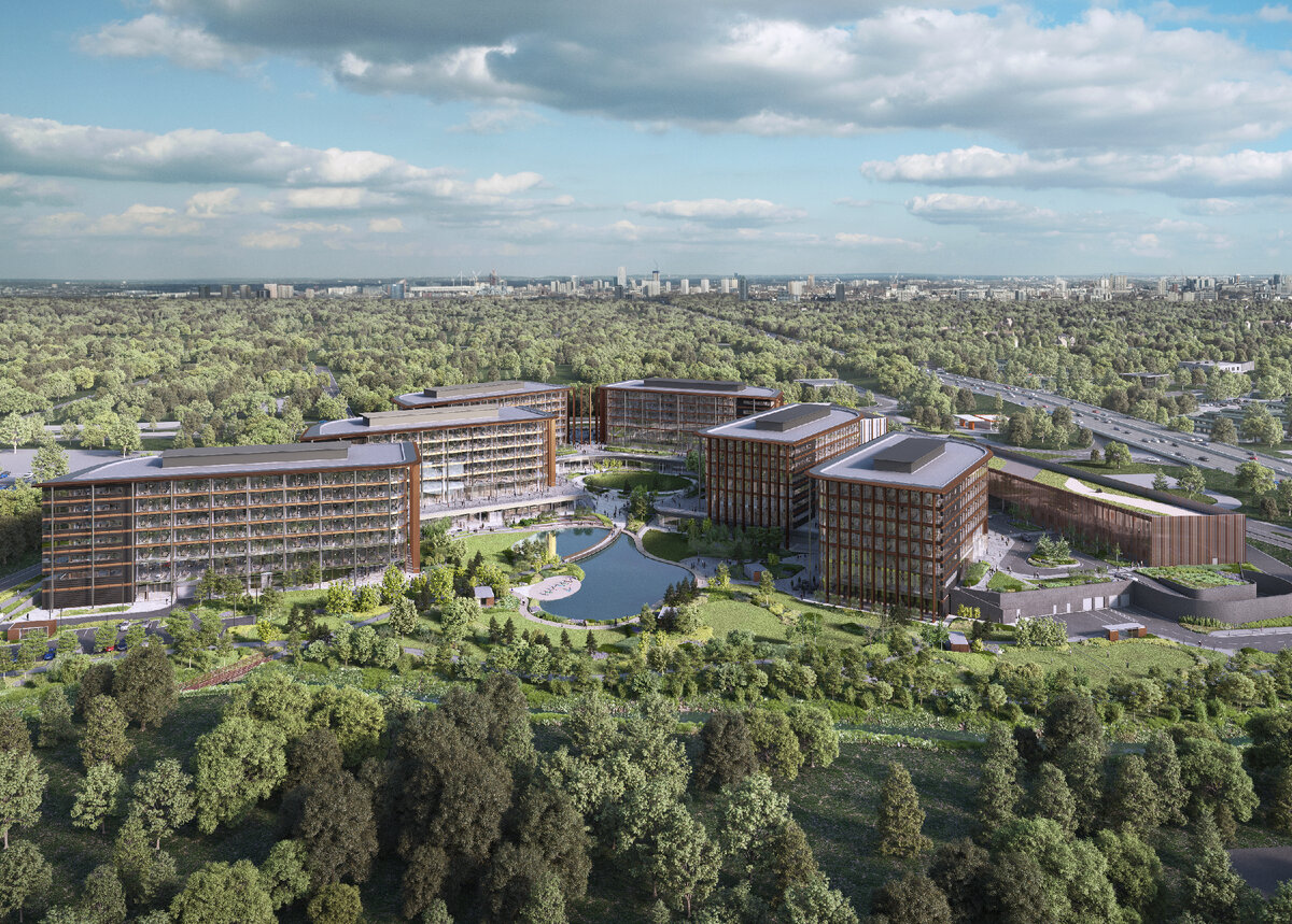 Рендер делового квартала Сколково Парк