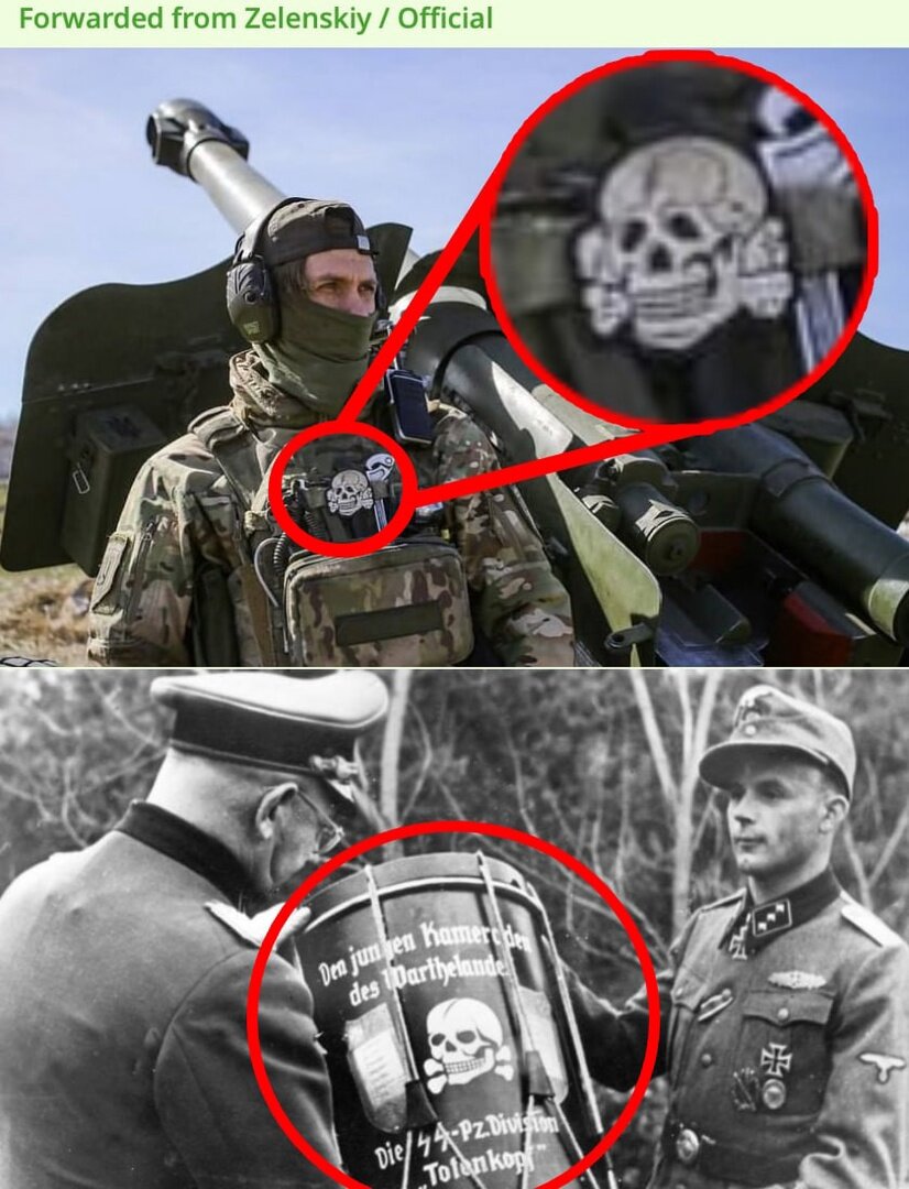 Мертвая голова рейх. Украинские военные с фашистской символикой.