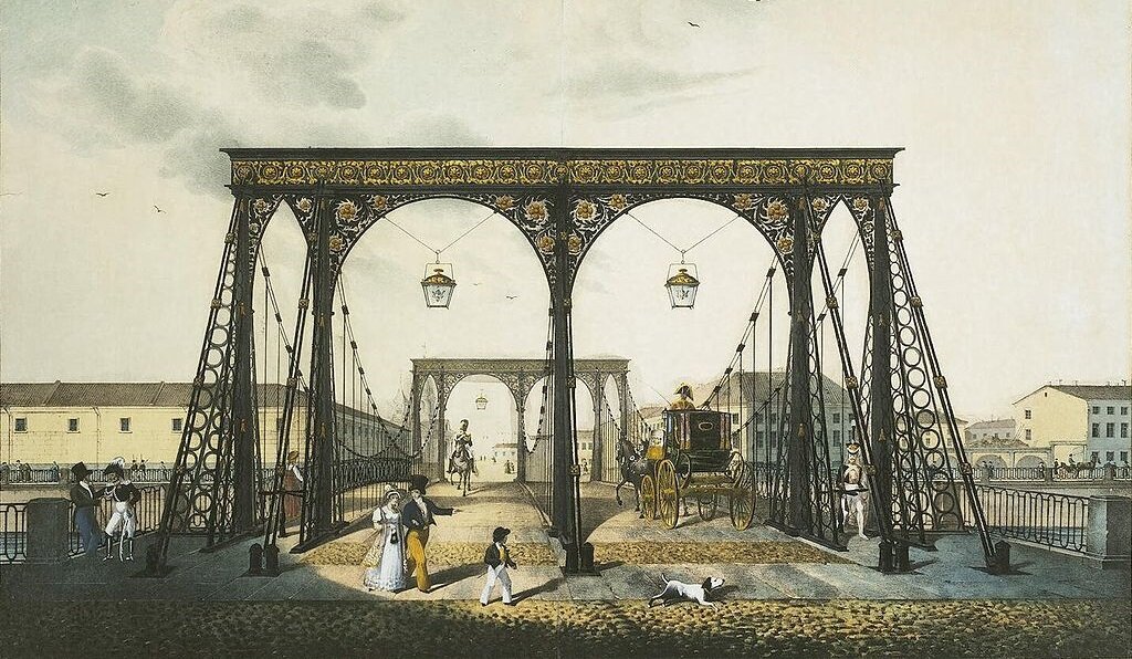 © public domain (Портал цепного Пантелеймоновского моста. Раскрашенная литография 1824 г.)