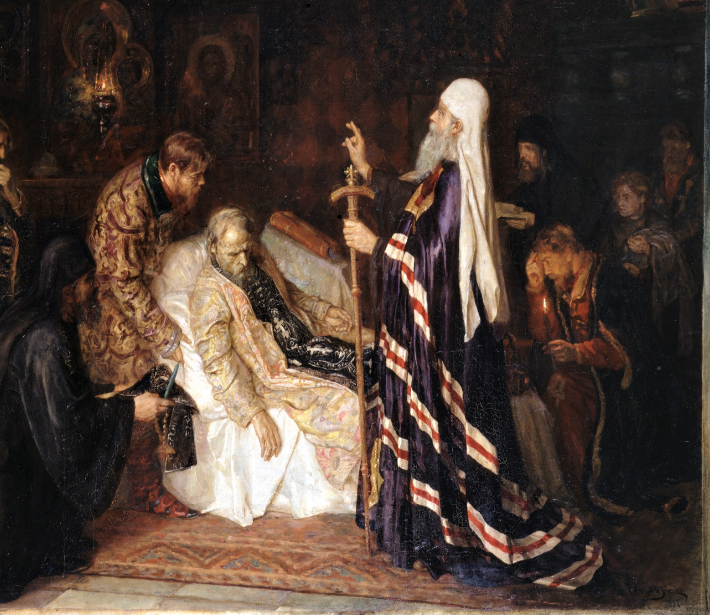 Митрополит Дионисий отпевает Ивана Грозного