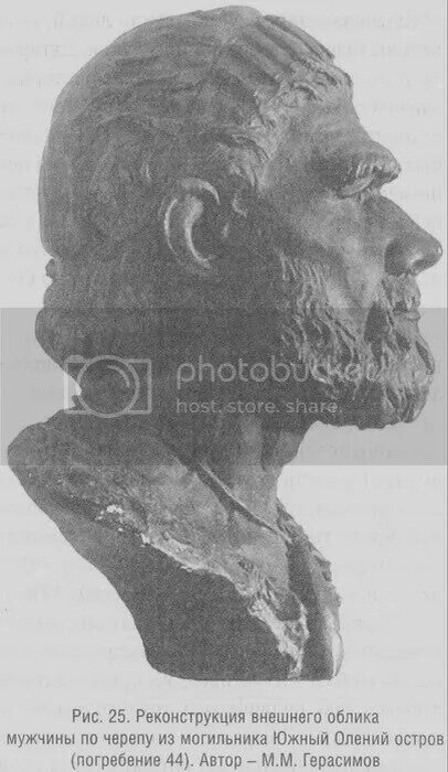 Реконструкция внешнего облика мужчины по черепу из могильника Южный Олений остров.