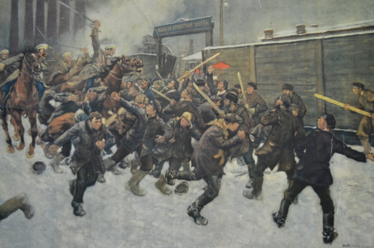 Московское восстание рабочих. Войцех Коссак. Кровавое воскресенье. 1906. Казаки разгоняют демонстрацию 1905 года.