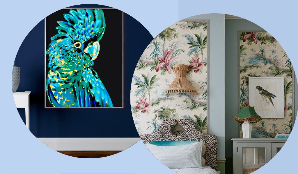 Пример из Пинтерест для иллюстрации статьи, здесь вся цветовая гама и даже вписан принт и птица.