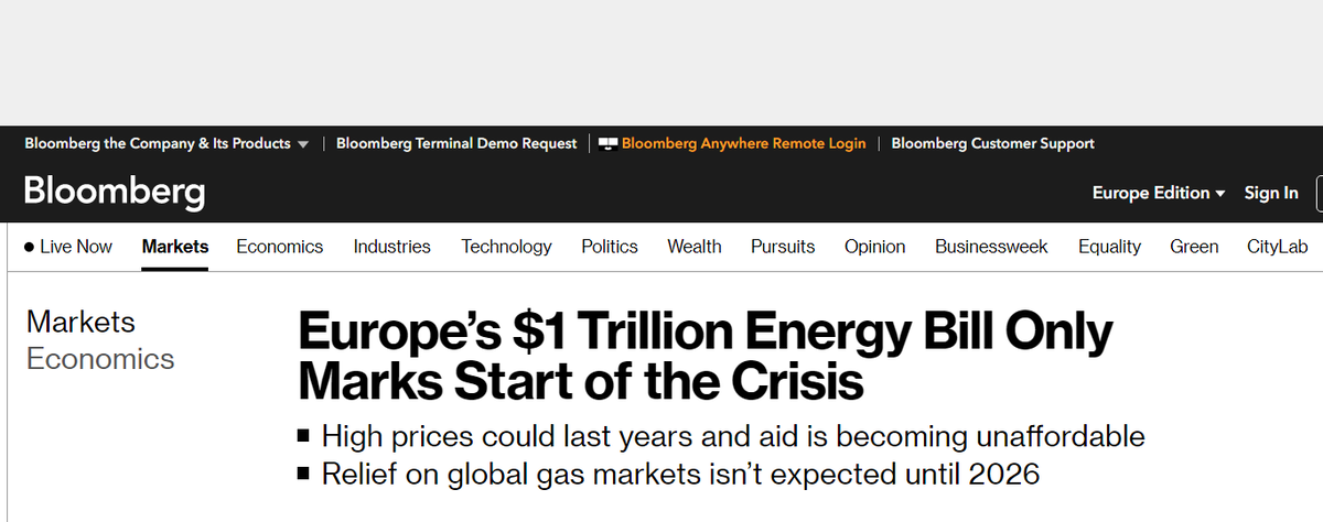Ежегодно агенство Блумберг делает различные экономические прогнозы на будущее и подводит итоги года уходящего. Для Европы в этот раз они звучат как-то особенно неутешительно. 