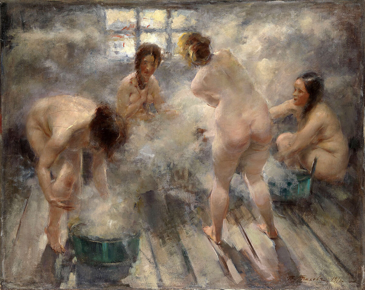 Виталий Гаврилович Тихов. В русской бане. 1916   