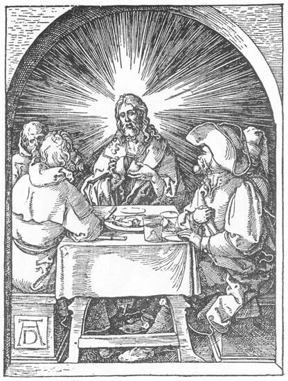 "Supper at Emmaus", Альбрехт Дюрер, гравюра на дереве, 1511 г.