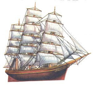 Cutty Sark. “Парусники мира. Малая энциклопедия”. Ш. Гуляш, Илл. П. Певный. Минск, 1996