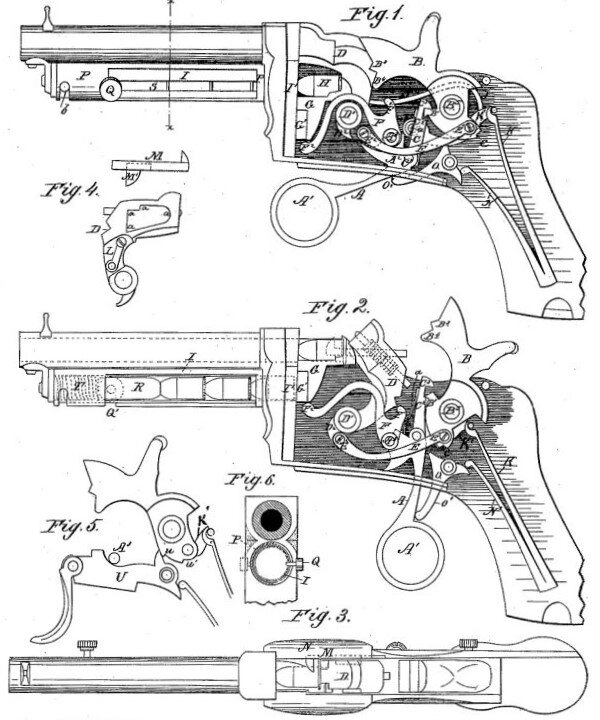 Конструкция пистолета Берже. Рисунок из патента.