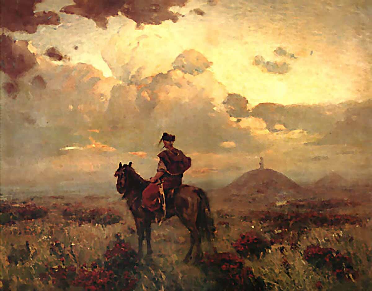 Художник Сергей Иванович Васильковский (1854-1917) «Казак в степи. Тревожные знаки»