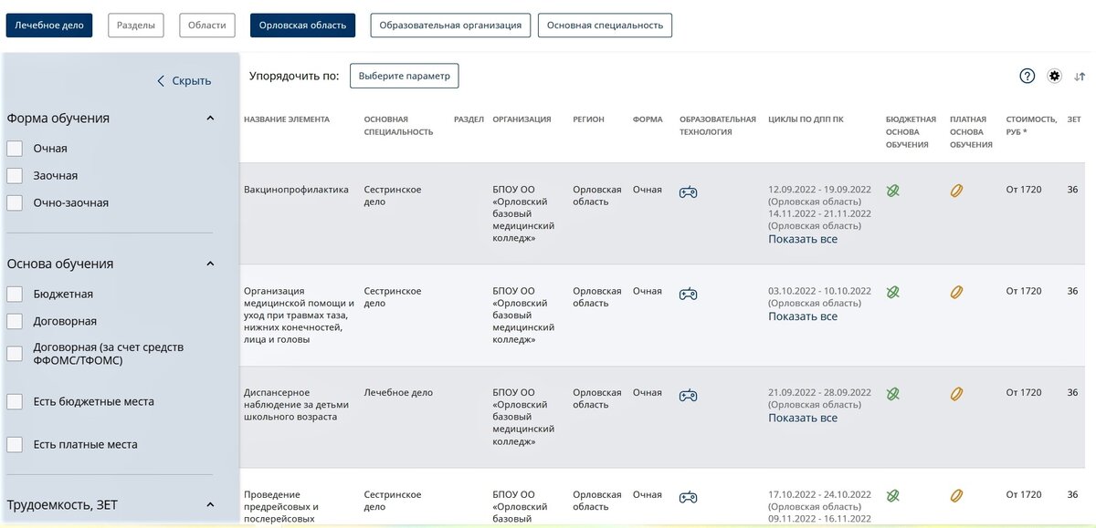 Выбор курсов 36 баллов НМО (бесплатно и на коммерческой основе) 