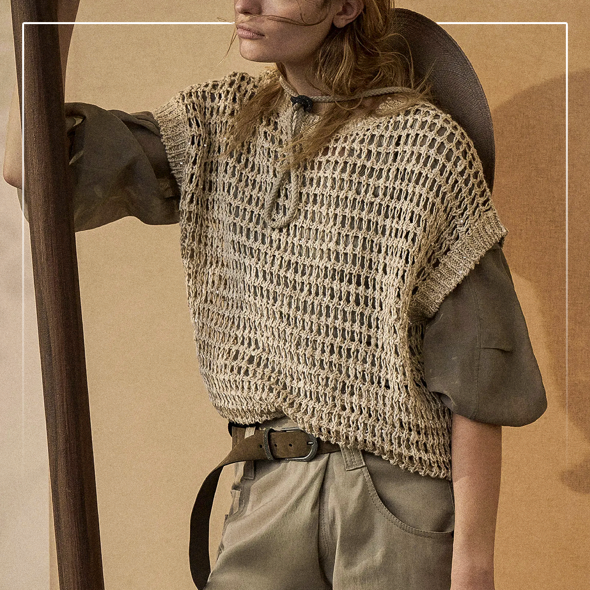 Безрукавка сеткой от Брунелло Кучинелли