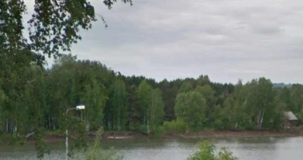 Наблюдаются только деревья и будка сторожа, раньше были видны с нашего берега все корпуса.