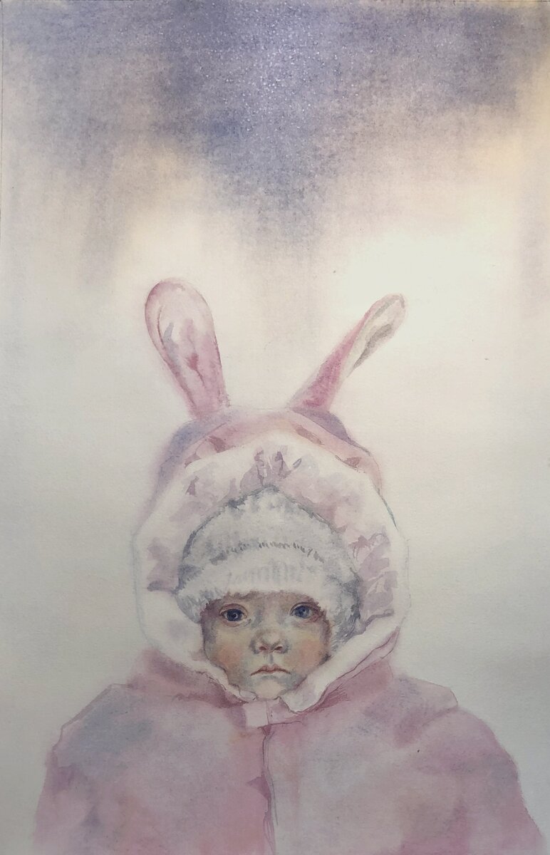 Вот эта работа поедет. Маленький человек в большом мире, 30х50, бумага, акварель, 2021 год