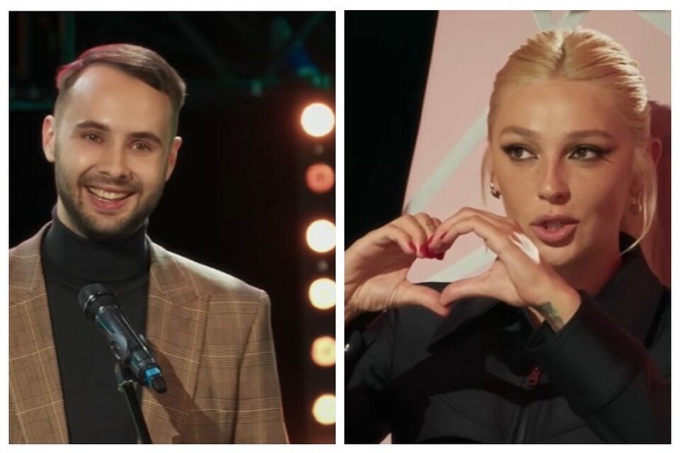     Поначалу Анастасия Ивлеева не скрывала своего восторга от белоруса Эдварда Хомицкого. Скрин видео канала "Пятница!"