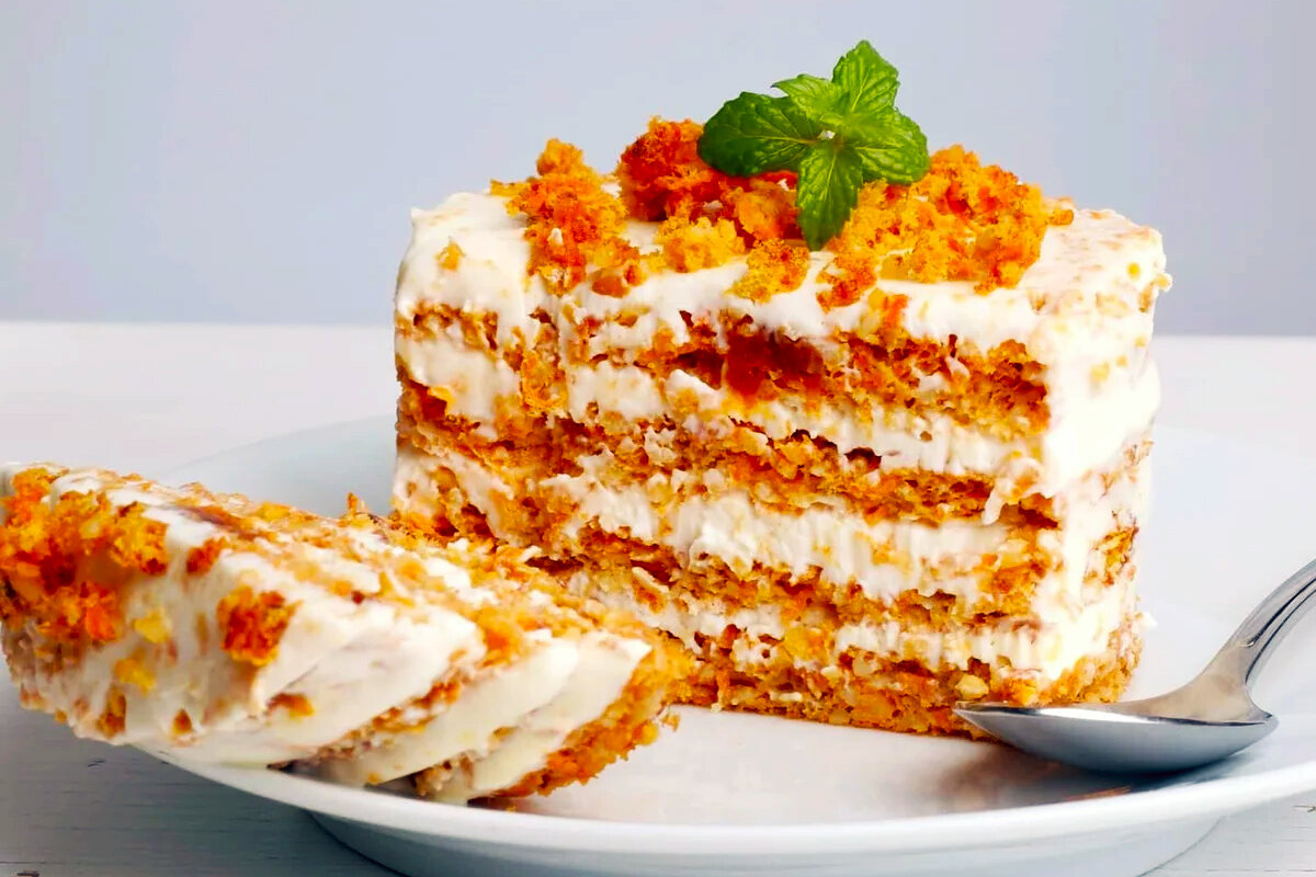 Морковный торт с грецкими орехами: рецепт приготовления с фото
