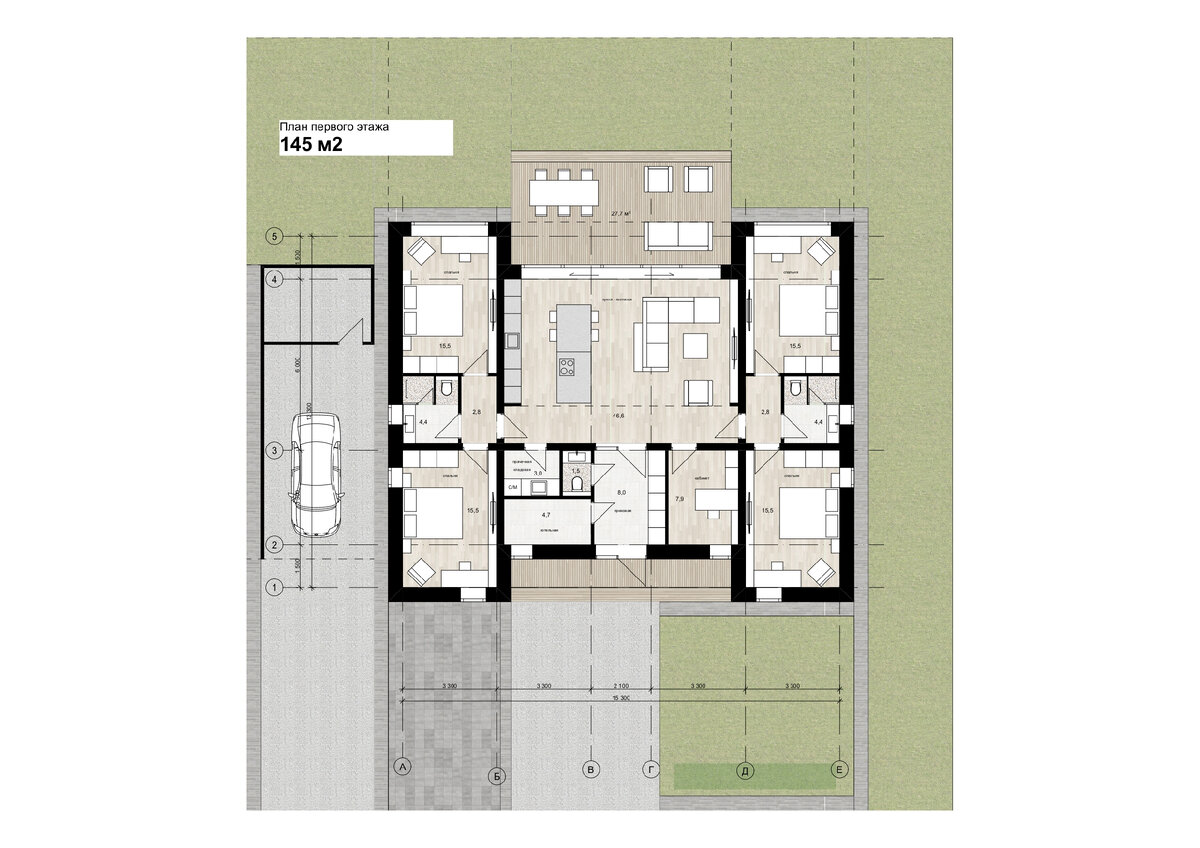 Планировка одноэтажного дома тип H 140-180 м2, для любой семью |  Archivolkov | Дзен