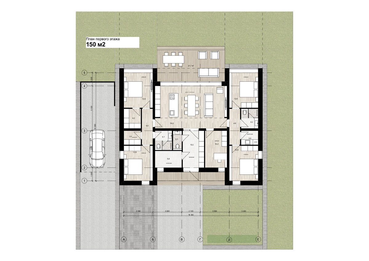 Планировка одноэтажного дома тип H 140-180 м2, для любой семью |  Archivolkov | Дзен