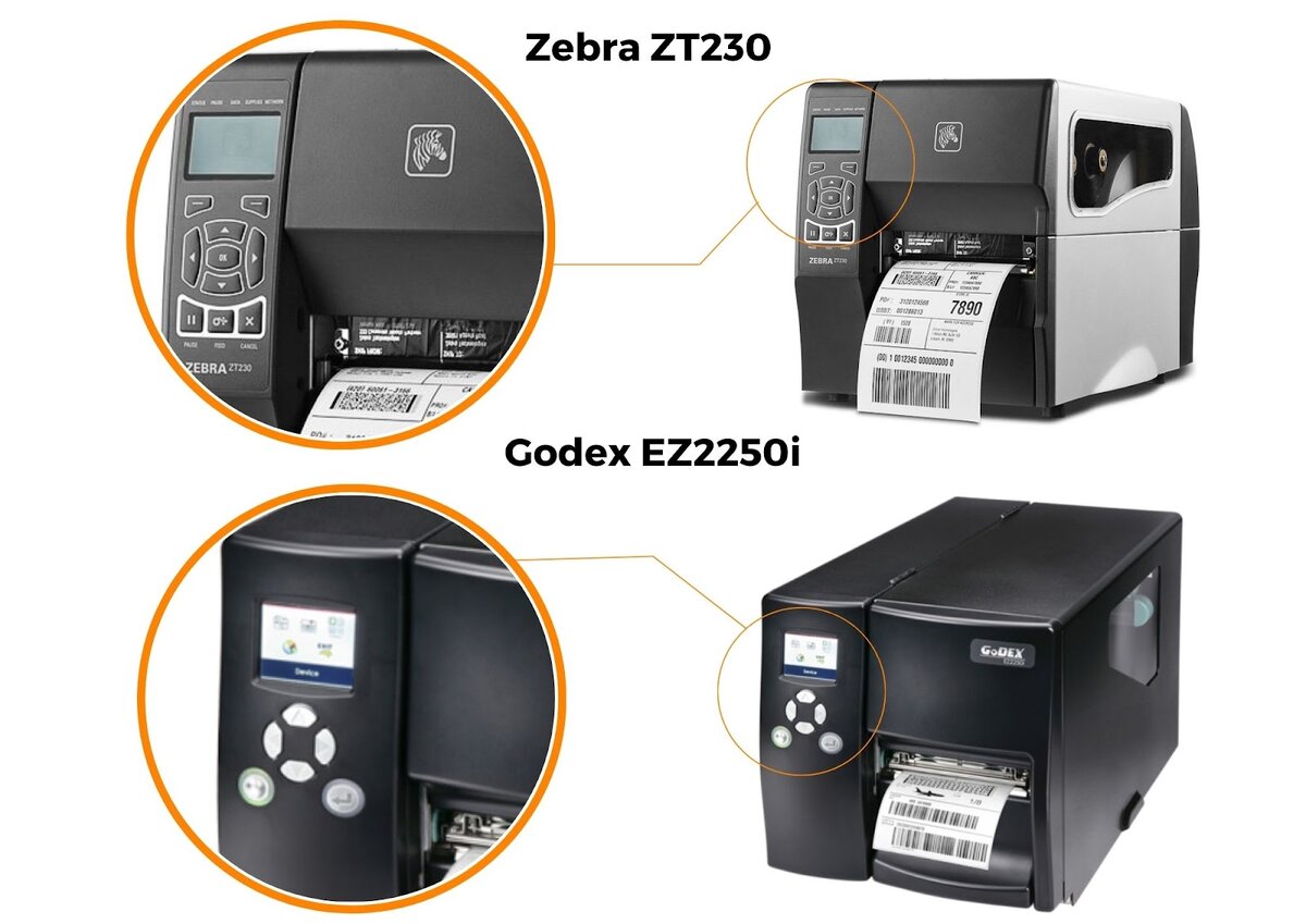 Принтеры Zebra ZT230 и GoDEX EZ2250i