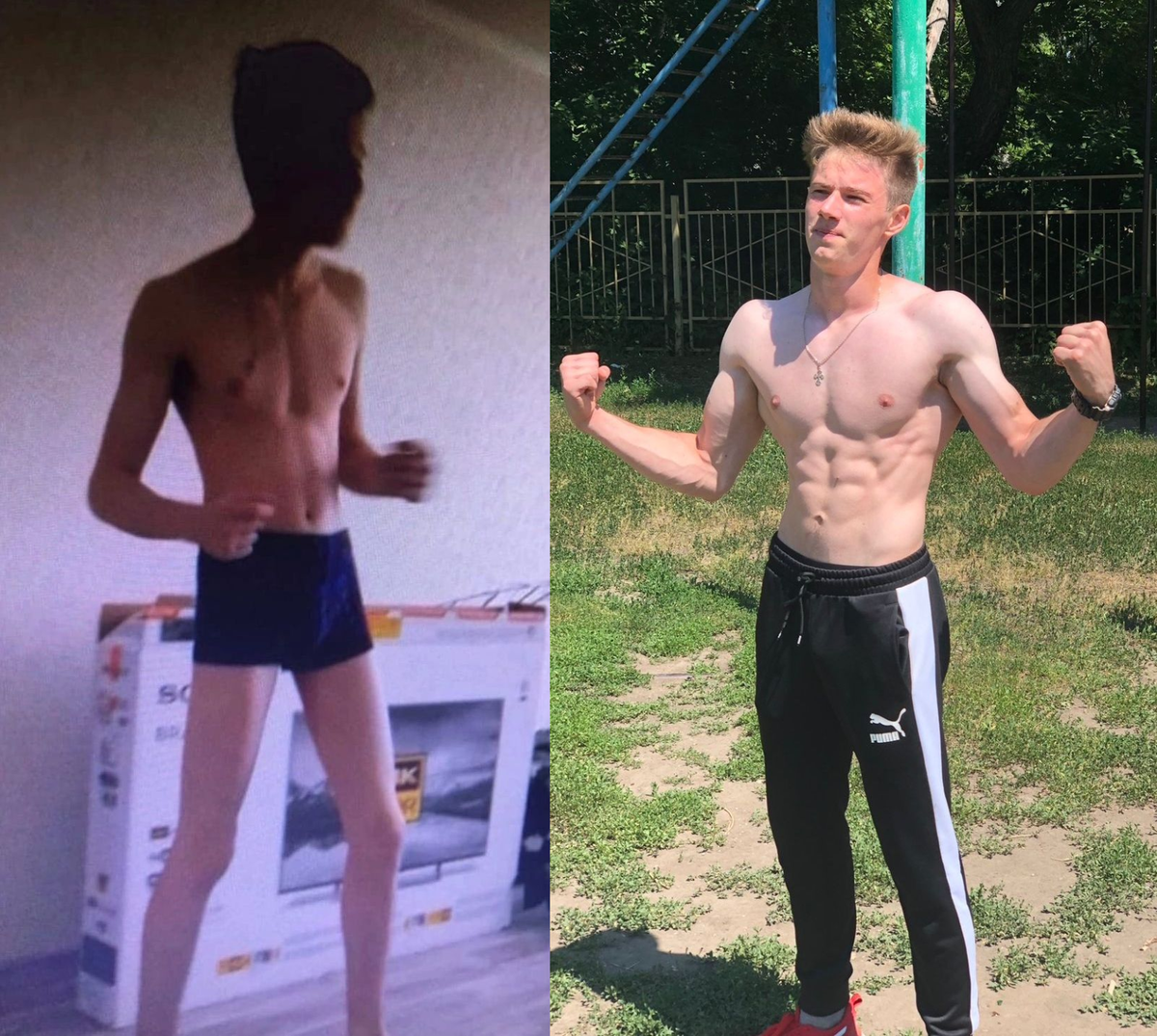 Как тренировки меняют тело подростка за считанние месяцы. Фото до и после