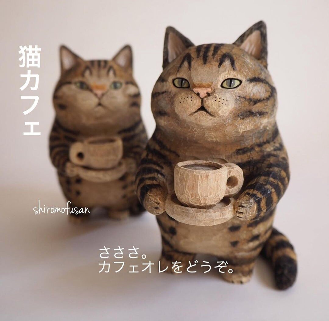 Любители и почитатели котиков, посвящаю этот пост вам :) Широ Мофусан (@shiro_mofusan) — японский художник, который создает милых и очаровательных кошек из дерева, уделяя особое внимание их мимике.-9