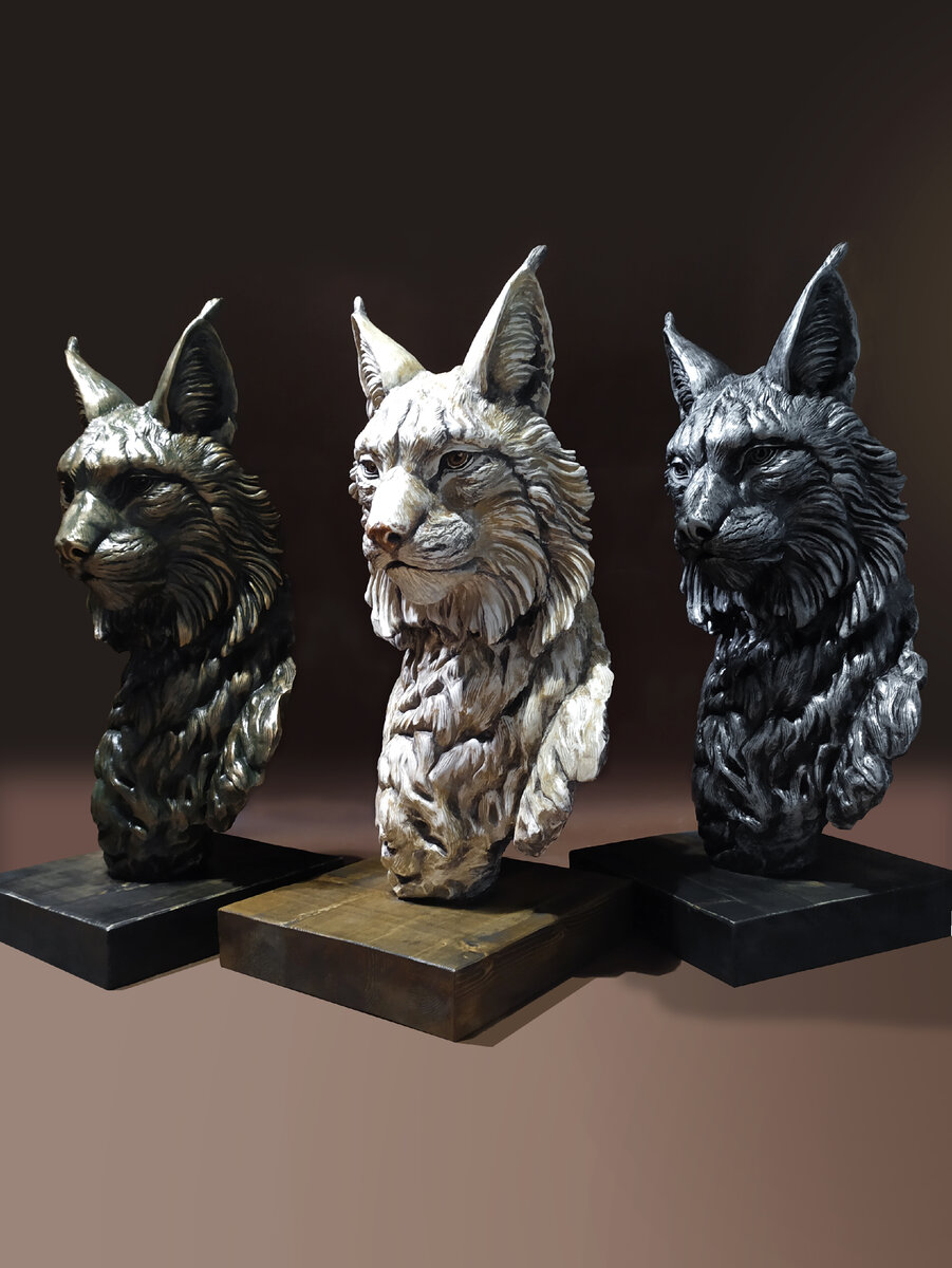 Скульптура из гипса "Рысь"