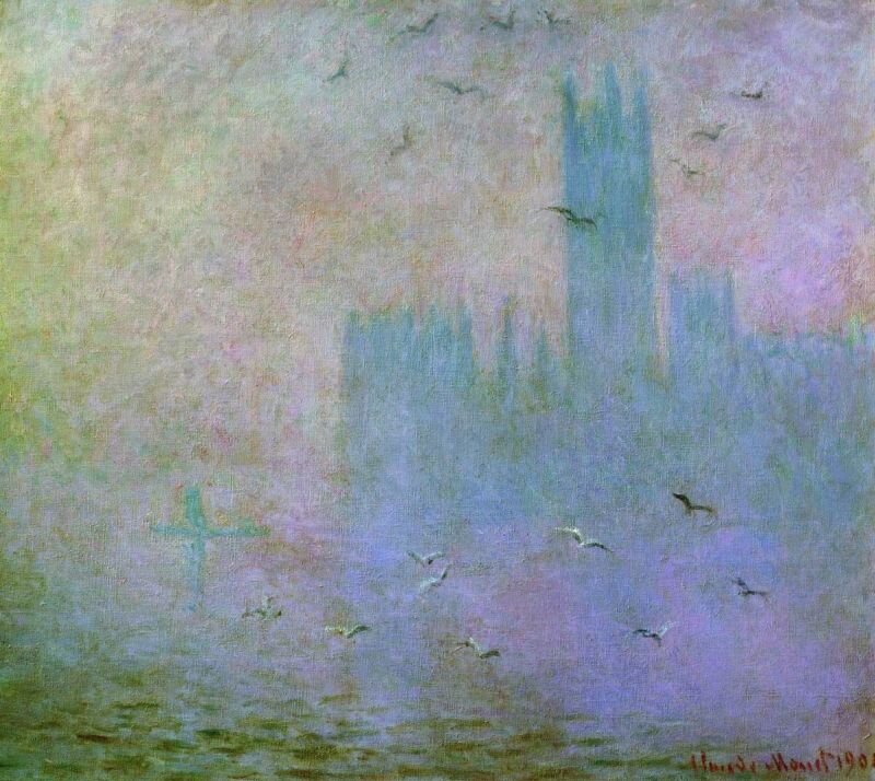 Чайки. Река Темза в Лондоне. Здание парламента. Клод Моне, 1904.
Государственный музей изобразительных искусств имени А. С. Пушкина, Москва
