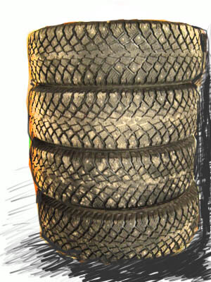 Фото колес моего автомобиля (зимние шины на дисках хранятся колодцем) 