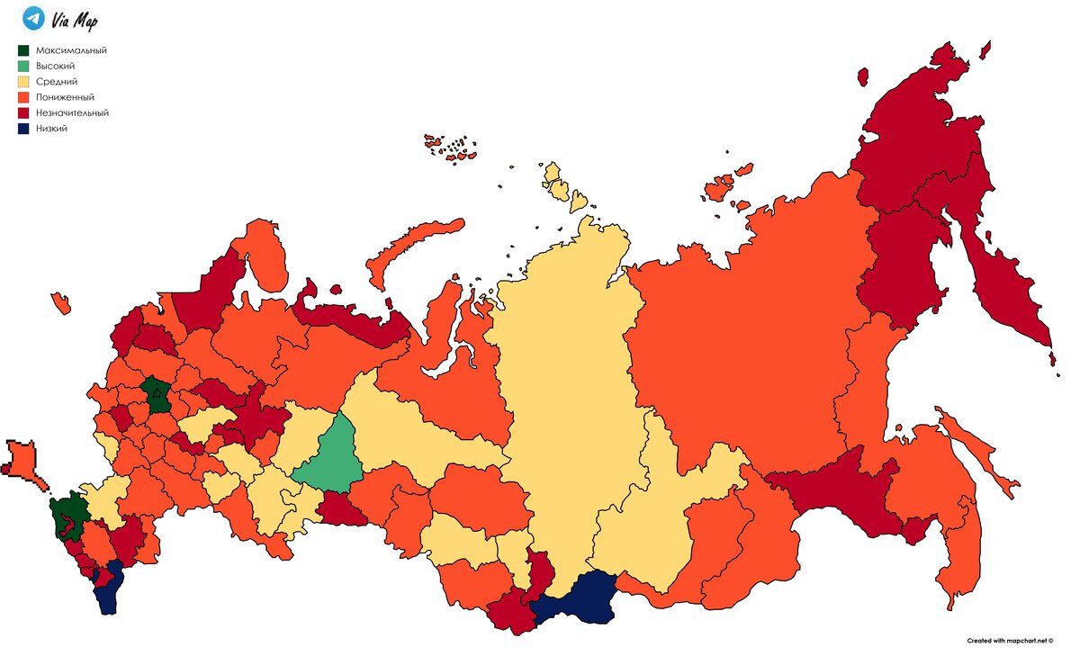 Карта инвестиционной привлекательности регионов россии