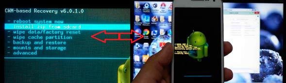 Через Recovery, установленное самим пользователем (CMW или TWRP Рекавери). Подходит для кастомного ПО.
