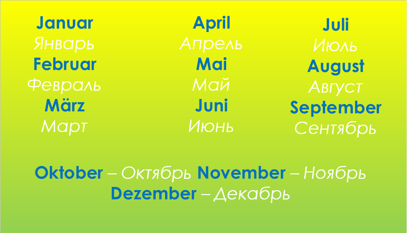 Месяцы по-немецки