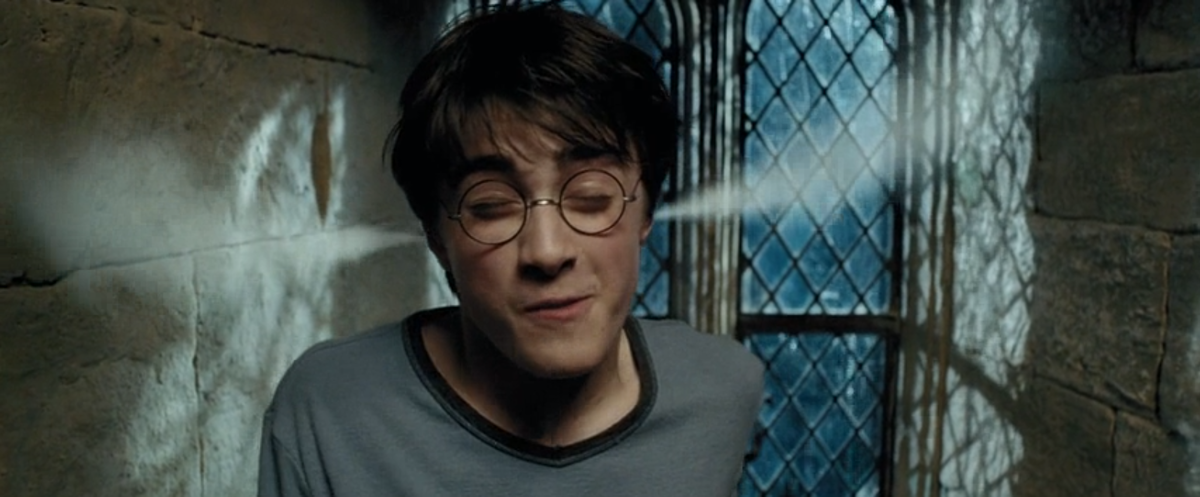 Реакция Поттера на эти теории (кадр из фильма "Гарри Поттер и Узник Азкабана" 2004 года)