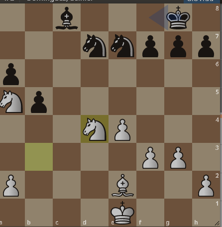 Позиция после 31-го хода белых.На прошлом ходу черные разменяли ферзей.