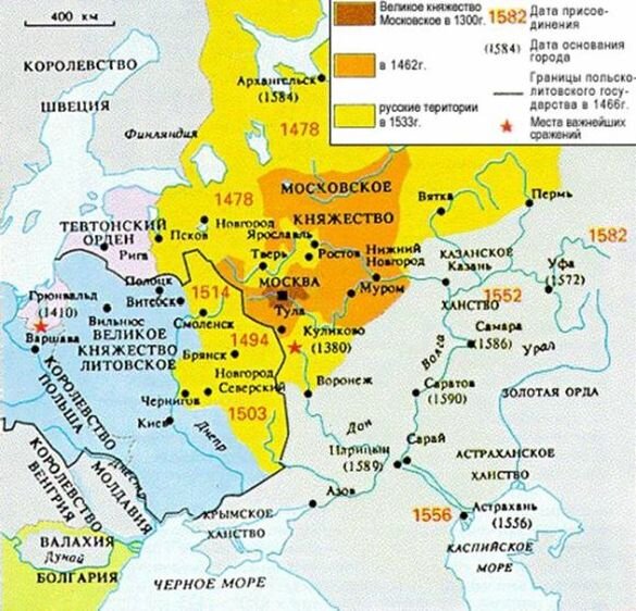 Расширение Московского княжества в XV-XVI веках и превращение его в ядро Российского государства