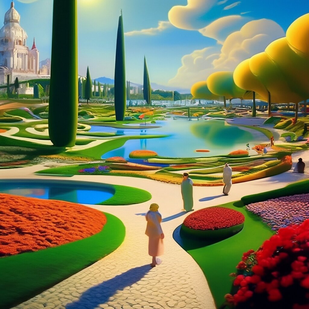 Прогулка в парке в стиле Дали