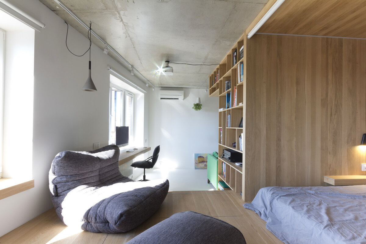 Small Studio open Space 16 sqm Design Luxury. Small Apartment Moscow. 47 квадратных метров