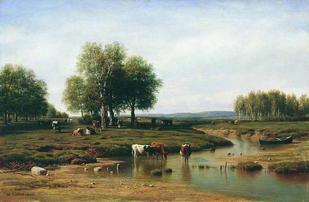 М. Клодт "Стадо у реки в полдень" 1869