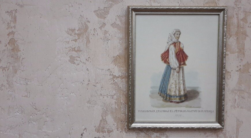 Акварель Торжковская девушка в летнем платье без венца, 1832 год