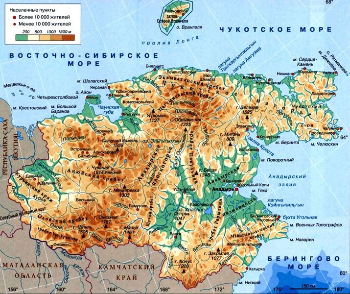 Карта Чукотского АО